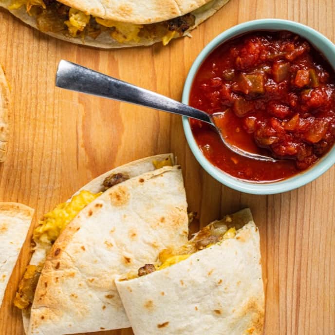 Our Breakfast Quesadillas Have a Crispy Tot Surprise undefined